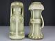 Two Robert Hanke Wettina Porcelain Vases, Art Nouveau 6 1/8 Green White