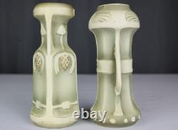 Two Robert Hanke Wettina porcelain vases, Art Nouveau 6 1/8 green white