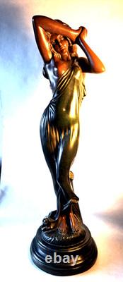 Unique Art Nouveau Lady Dancer Ornament In Cold Cast Resin Bronze 21 Statue