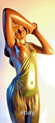 Unique Art Nouveau Lady Dancer Ornament In Cold Cast Resin Bronze 21 Statue