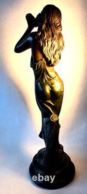 Unique Art Nouveau Lady Dancer Ornament In Cold Cast Resin Bronze 21 Statue