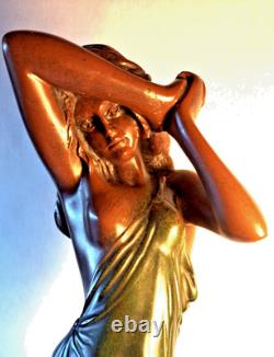 Unique Art Nouveau Lady Dancer Ornament In Cold Cast Resin Bronze 21 Statue
