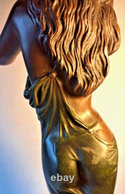 Unique Art Nouveau Lady Dancer Ornament In Cold Cast Resin Bronze 21 Statue