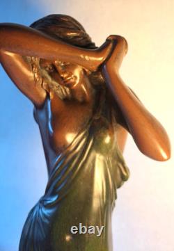 Unique Art Nouveau Lady Dancer Ornament In Cold Cast Resin Bronze 21 Statue