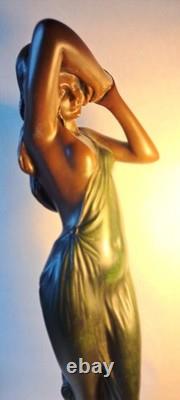 Unique Art Nouveau Lady Dancer Ornament In Cold Cast Resin Bronze 21 Statue