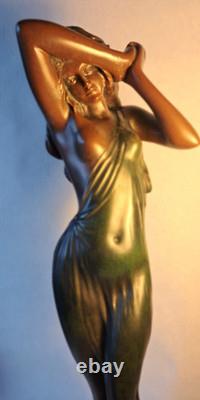 Unique Art Nouveau Lady Dancer Ornament In Cold Cast Resin Bronze 21 Statue