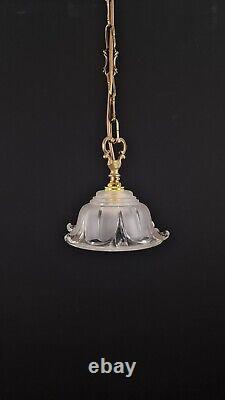 Unique Art Nouveau Style Art EZAN Glass French Antique Flower Pendant Light