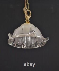 Unique Art Nouveau Style Art EZAN Glass French Antique Flower Pendant Light