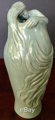 VAN BRIGGLE LORELEI Unique& Gorgeous Rare Sea Green Art Pottery Vase