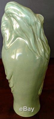 VAN BRIGGLE LORELEI Unique& Gorgeous Rare Sea Green Art Pottery Vase
