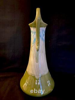 VERY RARE MINTON SECESSIONIST GREEN & BLUE TWIN HANDLED VASE by SOLON 1901