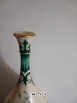 VERY RARE Stunning Green on Cream Hadley Worcester Faience Art Nouveau Vase 1900