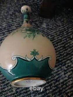 VERY RARE Stunning Green on Cream Hadley Worcester Faience Art Nouveau Vase 1900
