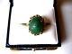 Vintage 14k Y/g Ring Ancient Egyptian Revival With Scarab Of Green Stone