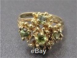 VINTAGE Art Nouveau GREEN SAPPHIRE 9ct Yellow Gold Ring Val $1,425