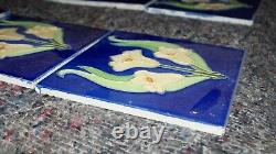 VINTAGE STUNNING RAISED ART NOUVEAU FIREPLACE TILES Two Sets Of Five Tiles