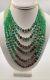 Vintg French Handmade Poured Green Red Givre Art Glass Fab Multistrand Necklace