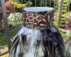 V. RARE 13 Antique C1880 Pair LOETZ Green Marbled ONYX Glass VASES Cased Enamel