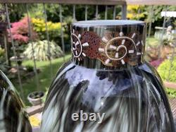 V. RARE 13 Antique C1880 Pair LOETZ Green Marbled ONYX Glass VASES Cased Enamel