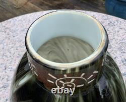 V. RARE 13 Antique C1880 Pair LOETZ Green Marbled ONYX Glass VASES Cased Enamel