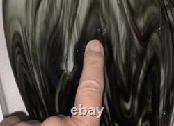 V. RARE 13 Antique C1880 Pair LOETZ Green Marbled ONYX Glass VASES Cased Enamel