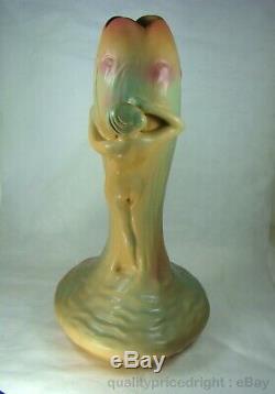 Van Briggle Pottery MINT HUGE Water Nymph With Flower Sculptural Vase 20 inch