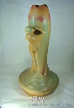 Van Briggle Pottery MINT HUGE Water Nymph With Flower Sculptural Vase 20 inch