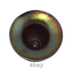 Vandermark Art Nouveau Pulled Feather Iridescent Vase Signed DM/SS 1979