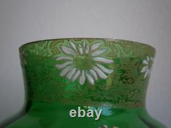 Vase 1900 Enamelled Glass St Legras Floral Decor Art Nouveau Green Antique