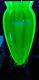 Vaseline Glass Loetz Austria Green Hand Blown Paneled Pink Tri-pod Feet Vase