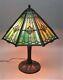 Very Fine Signed Empire Lamp Co. Antique Green Slag Glass Lamp C. 1915