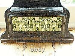 Very Heavy Black cast Iron+Mirror Green & Cream Tiles Wall Mounted Art Nouveau