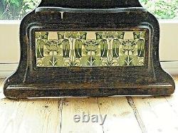 Very Heavy Black cast Iron+Mirror Green & Cream Tiles Wall Mounted Art Nouveau