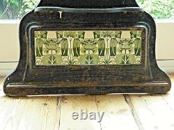 Very Heavy Black cast Iron+Mirror Green & Cream Tiles Wall Mounted Art Nouveau