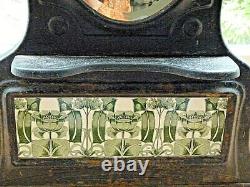 Very Heavy Black cast Iron+Mirror Green & Cream Tiles Wall Mounted Art Nouveau