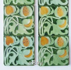 Very Stylish Original Set of 10 Antique Art Nouveau Fireplace Tiles Birmingham