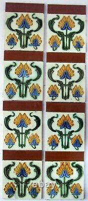 Very Stylish Original Set of Antique Art Nouveau Fireplace Tiles Birmingham