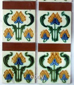 Very Stylish Original Set of Antique Art Nouveau Fireplace Tiles Birmingham