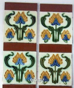 Very Stylish Original Set of Antique Art Nouveau Fireplace Tiles Birmingham