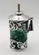 Very Rare Green Glass & Sterling Silver Edwardian Cigar Oil Table Lighter 1903