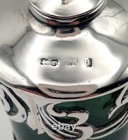 Very rare Green glass & sterling silver Edwardian cigar oil table lighter 1903