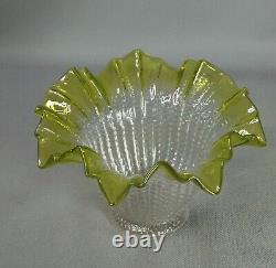 Victorian Art Nouveau Olive Green Glass Lamp Shade Bell Skirted Rim 2.25 fit