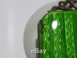 Victorian Nouveau Green Enamel Marcasite Sterling Silver Photo Locket Pendant