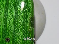 Victorian Nouveau Green Enamel Marcasite Sterling Silver Photo Locket Pendant