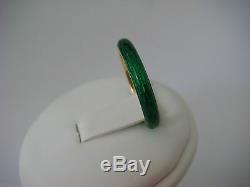 Vintage 18k Yellow Gold And Green Enamel Wedding Band 3.6 Grams, Size 6.5