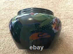 Vintage 1920s High Gloss Gouda Flora Jardiniere, Art Nouveau, Black, Purple Green