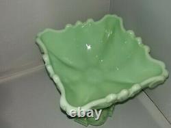 Vintage 1930-1939 Nouveau Green Milk Glass Compote Portieux Vallerysthal France