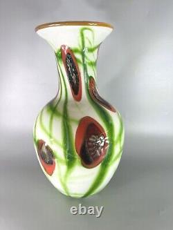 Vintage 1998 Mad Art Glass Studio Opaque Green Dichroic Love Hot Vase 14 Signed