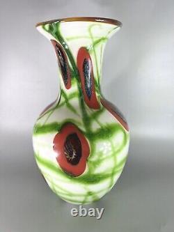 Vintage 1998 Mad Art Glass Studio Opaque Green Dichroic Love Hot Vase 14 Signed