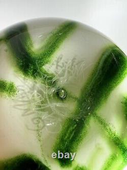 Vintage 1998 Mad Art Glass Studio Opaque Green Dichroic Love Hot Vase 14 Signed